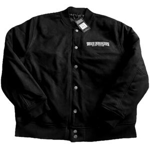 $199 medium True Religion Arch Suede Bomber Jacket